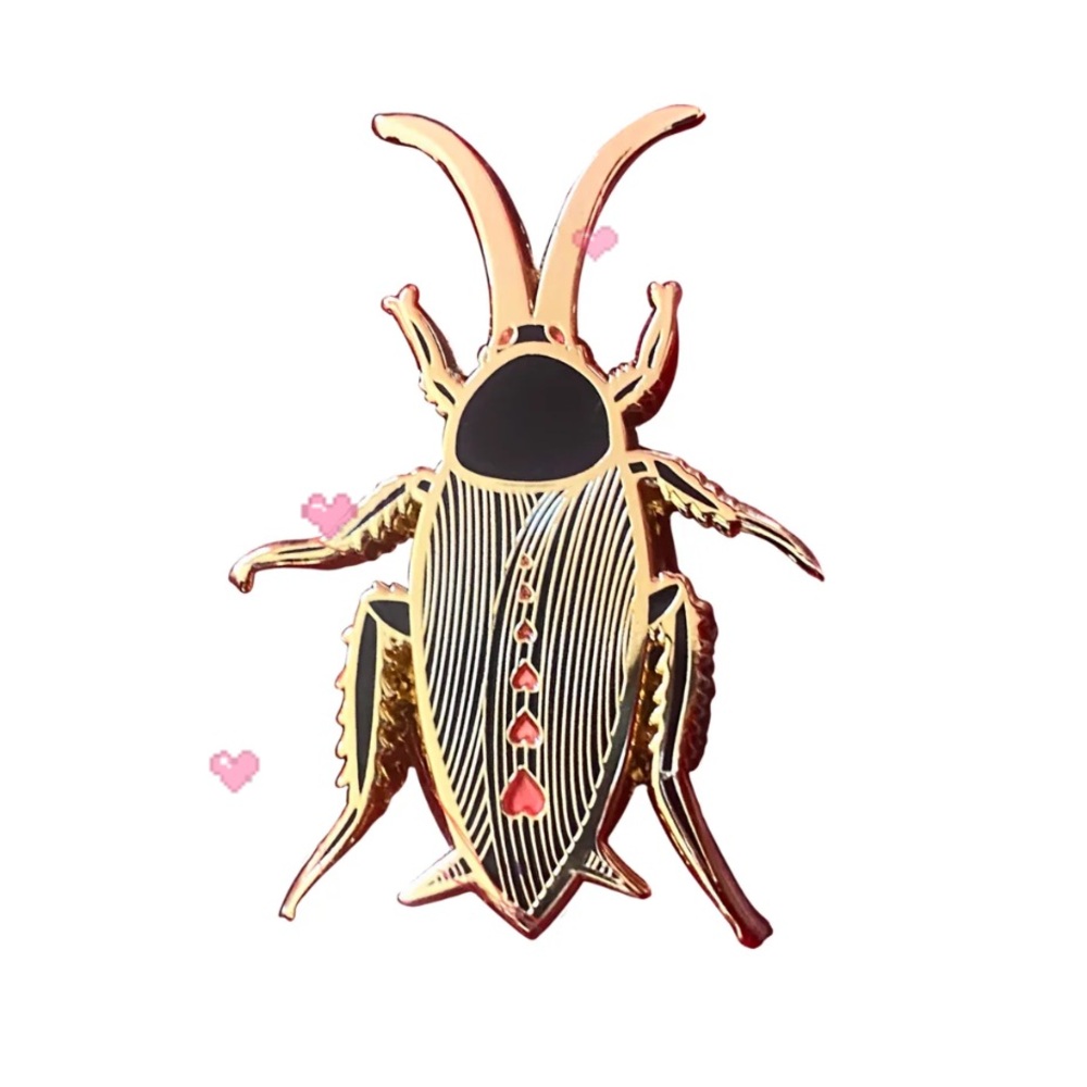 Creepy Gals BLACK CUTIE COCKROACH 1.5"
ENAMEL LAPEL PIN